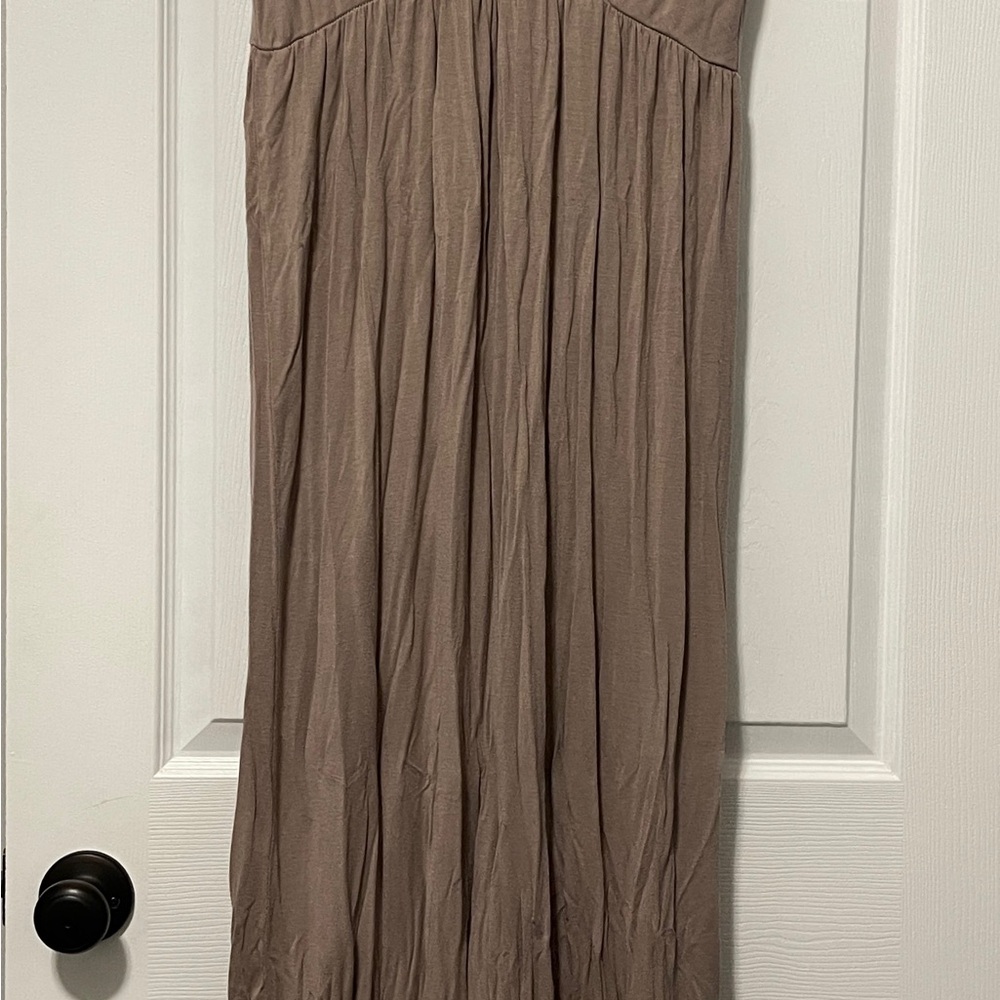Short Sleeve Beige Maxi Maternity Dress